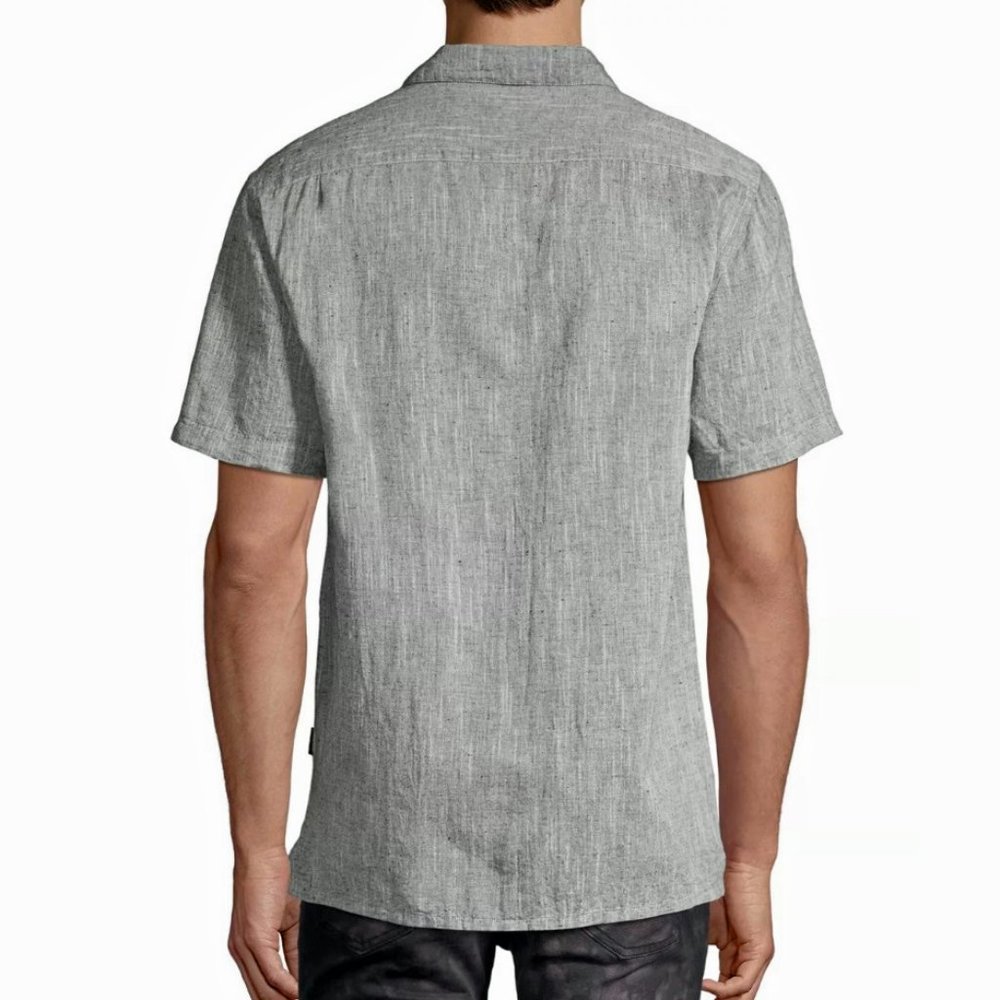 John Varvatos Benny Easy Fit SS Camp Shirt Black - Picture 3 of 5